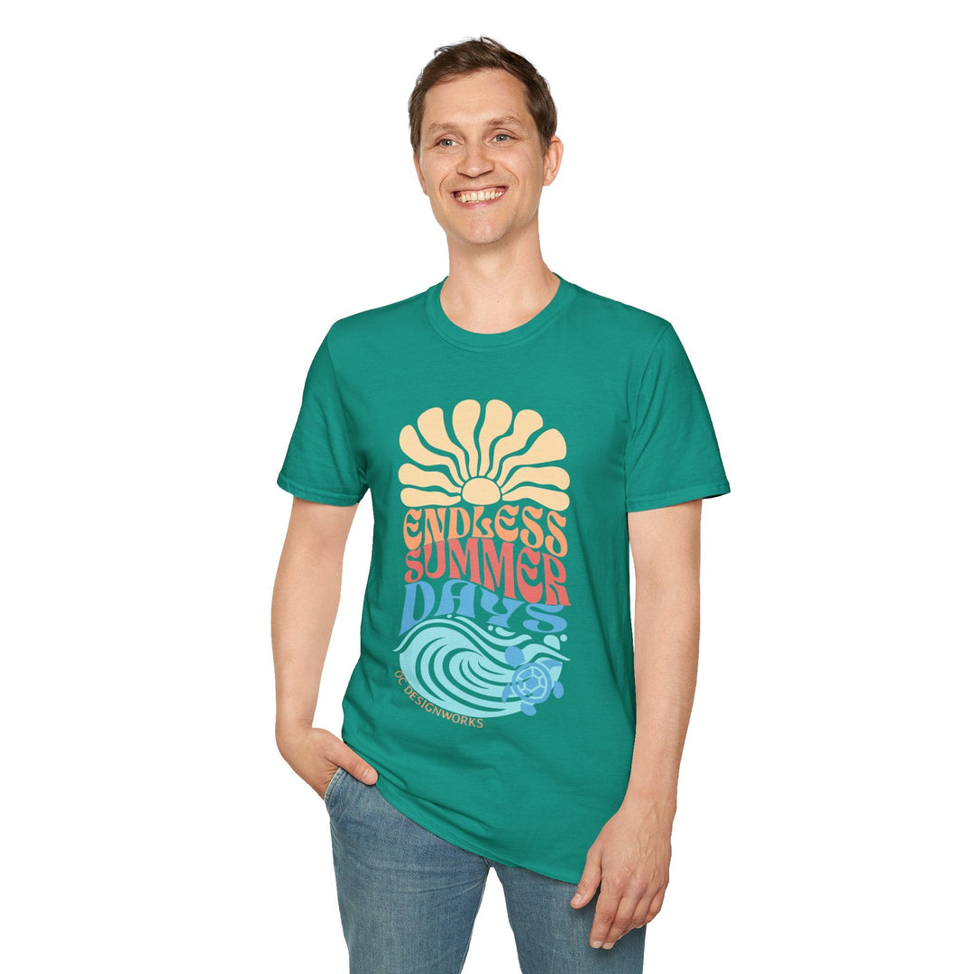 Boho Sun & Waves T-Shirt — Endless Summer Days - T-Shirt - Jade Dome - OC Designworks