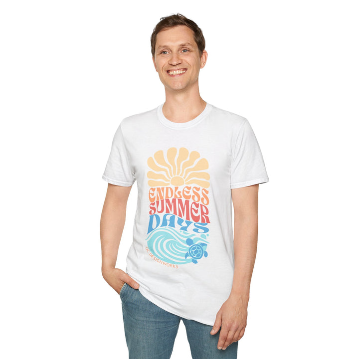 Boho Sun & Waves T-Shirt — Endless Summer Days - T-Shirt - White - OC Designworks
