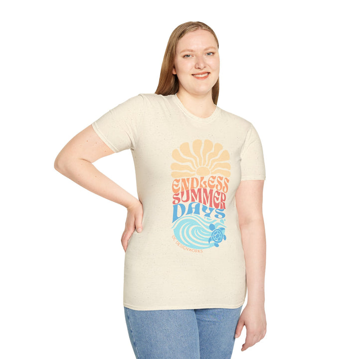 Boho Sun & Waves T-Shirt — Endless Summer Days - T-Shirt - Natural - OC Designworks