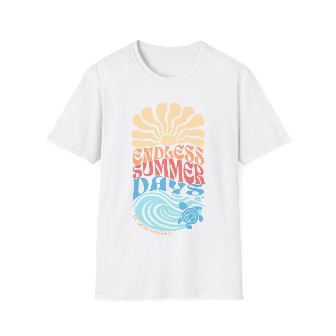 Boho Sun & Waves T-Shirt — Endless Summer Days - T-Shirt - White - OC Designworks