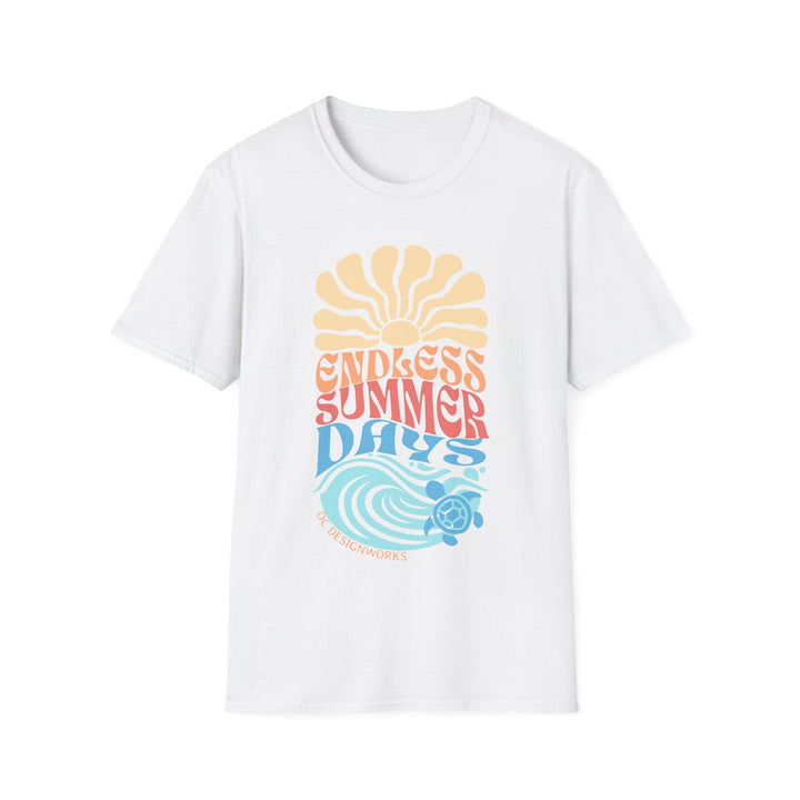 Boho Sun & Waves T-Shirt — Endless Summer Days - T-Shirt - White - OC Designworks