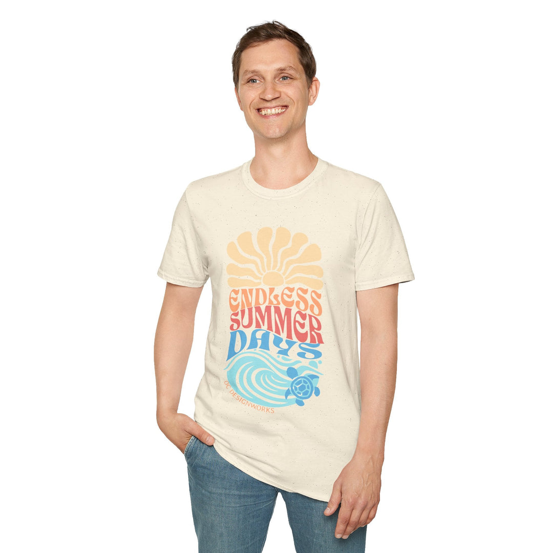 Boho Sun & Waves T-Shirt — Endless Summer Days - T-Shirt - Natural - OC Designworks