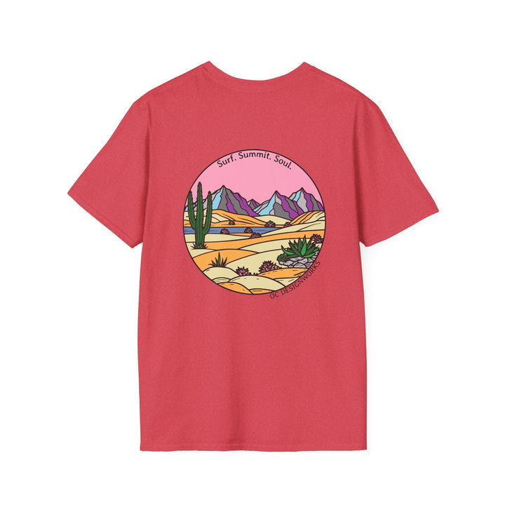 Cactus Sunset T-Shirt — Surf. Summit. Soul. - T-Shirt - Heather Red - OC Designworks