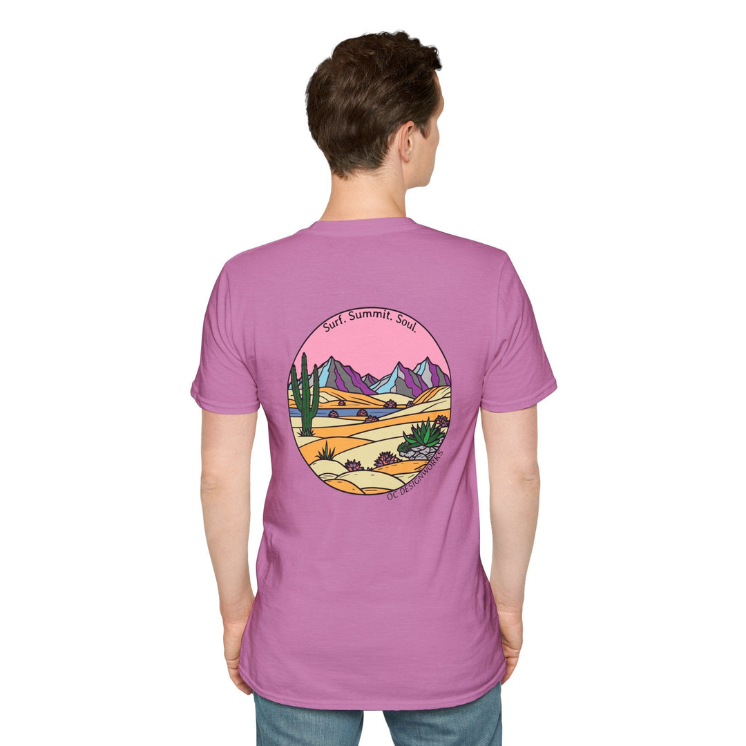 Cactus Sunset T-Shirt — Surf. Summit. Soul. - T-Shirt - Heather Radiant Orchid - OC Designworks