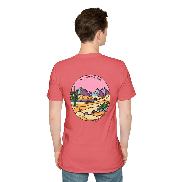 Cactus Sunset T-Shirt — Surf. Summit. Soul. - T-Shirt - Coral Silk - OC Designworks
