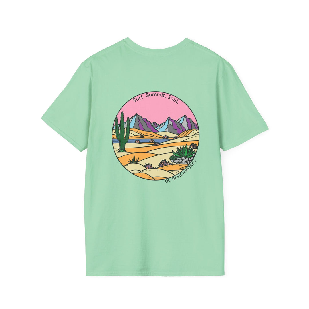Cactus Sunset T-Shirt — Surf. Summit. Soul. - T-Shirt - Mint Green - OC Designworks