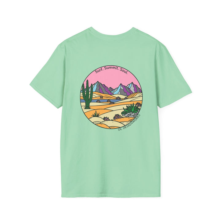 Cactus Sunset T-Shirt — Surf. Summit. Soul. - T-Shirt - Mint Green - OC Designworks