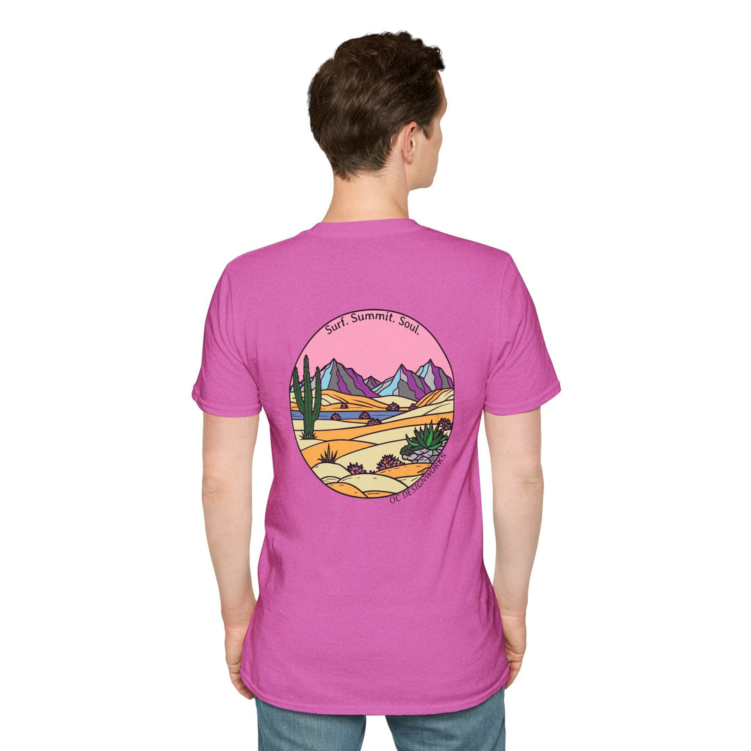 Cactus Sunset T-Shirt — Surf. Summit. Soul. - T-Shirt - Heather Berry - OC Designworks