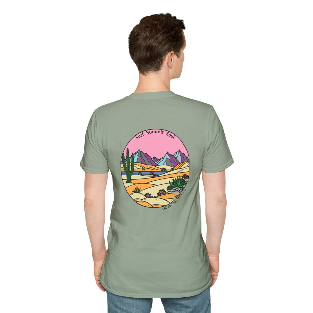 Cactus Sunset T-Shirt — Surf. Summit. Soul. - T-Shirt - Sage - OC Designworks