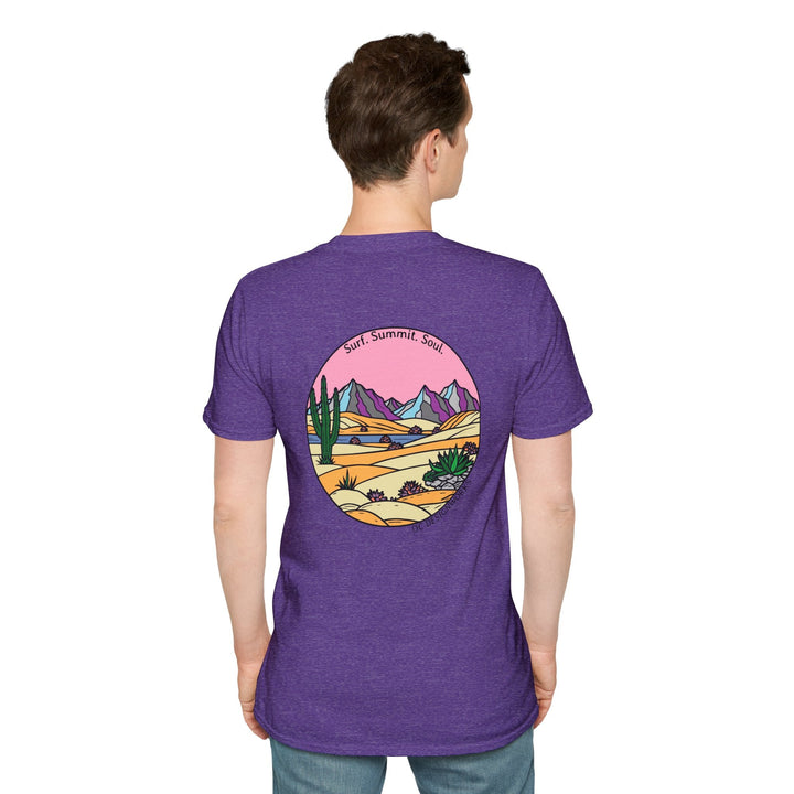 Cactus Sunset T-Shirt — Surf. Summit. Soul. - T-Shirt - Heather Purple - OC Designworks