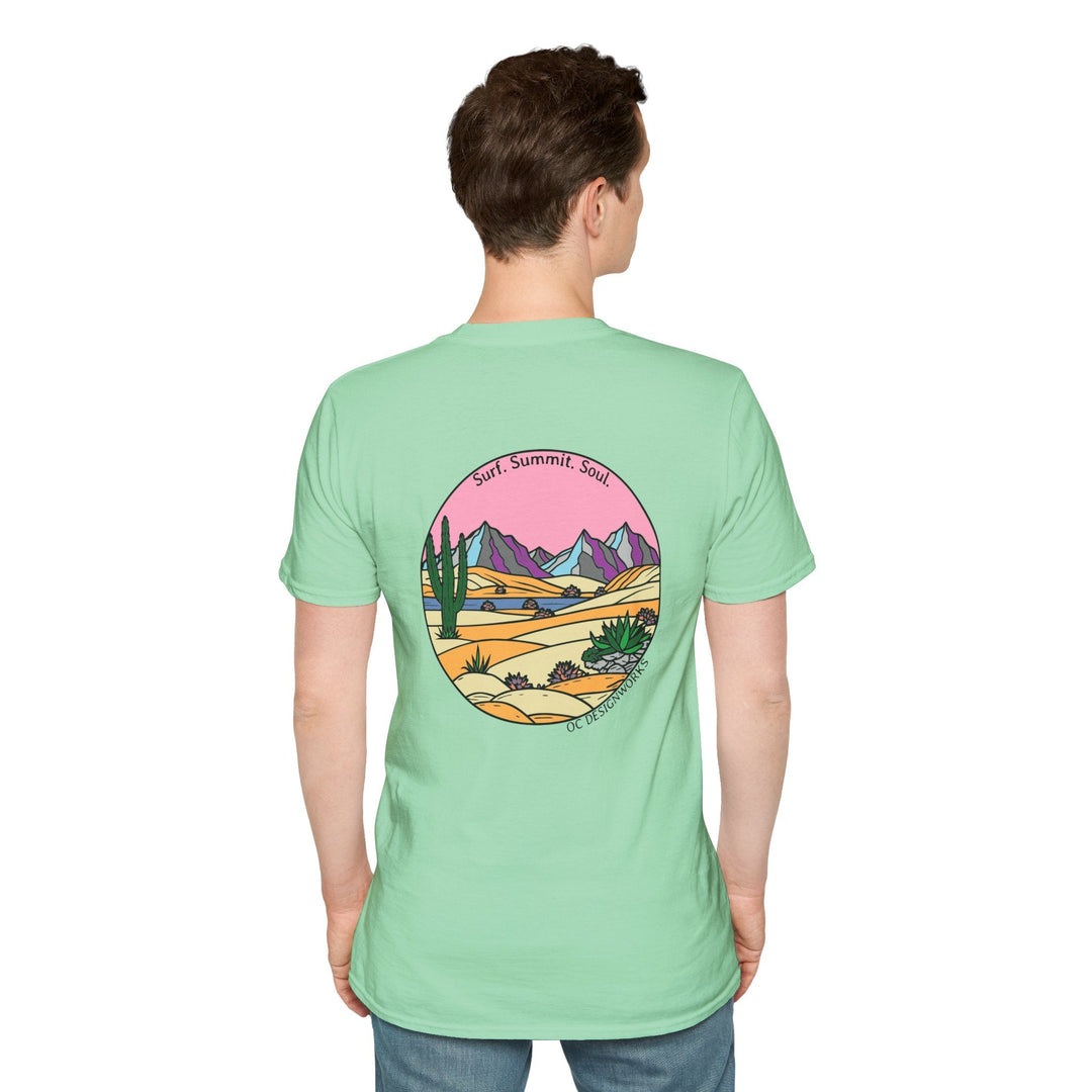 Cactus Sunset T-Shirt — Surf. Summit. Soul. - T-Shirt - Mint Green - OC Designworks