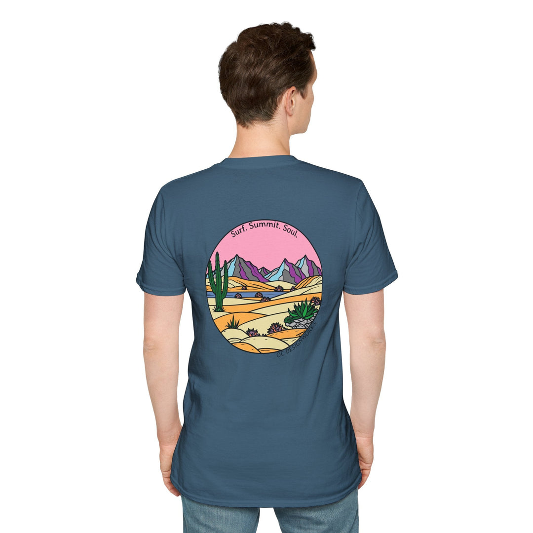 Cactus Sunset T-Shirt — Surf. Summit. Soul. - T-Shirt - Indigo Blue - OC Designworks