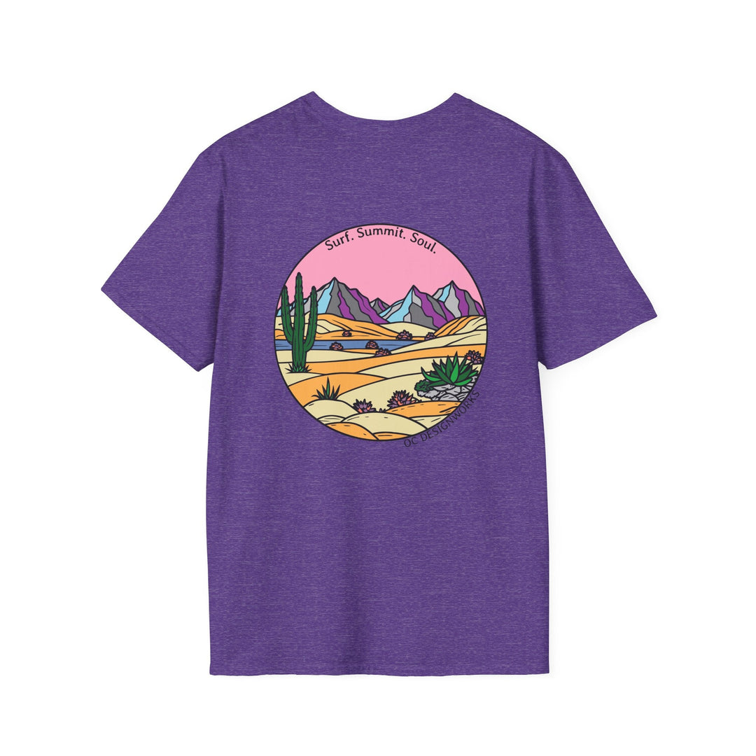 Cactus Sunset T-Shirt — Surf. Summit. Soul. - T-Shirt - Heather Purple - OC Designworks