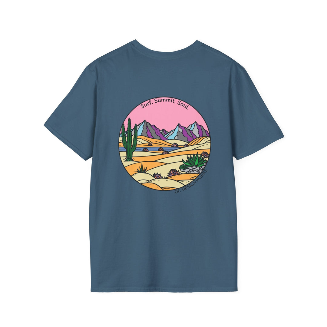 Cactus Sunset T-Shirt — Surf. Summit. Soul. - T-Shirt - Indigo Blue - OC Designworks