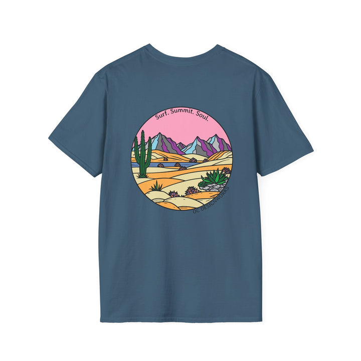 Cactus Sunset T-Shirt — Surf. Summit. Soul. - T-Shirt - Indigo Blue - OC Designworks
