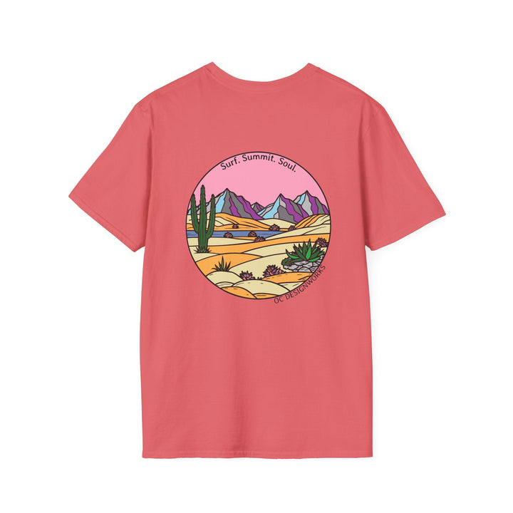 Cactus Sunset T-Shirt — Surf. Summit. Soul. - T-Shirt - Coral Silk - OC Designworks