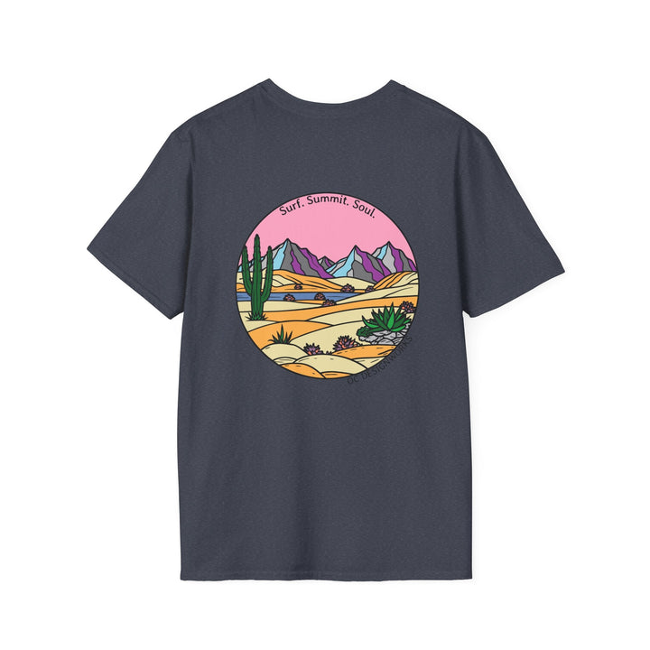 Cactus Sunset T-Shirt — Surf. Summit. Soul. - T-Shirt - Heather Navy - OC Designworks