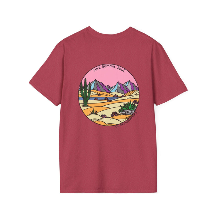 Cactus Sunset T-Shirt — Surf. Summit. Soul. - T-Shirt - Heather Cardinal - OC Designworks
