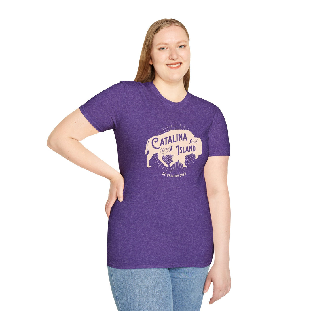 Catalina Island California Bison T-Shirt - T-Shirt - Heather Purple - OC Designworks