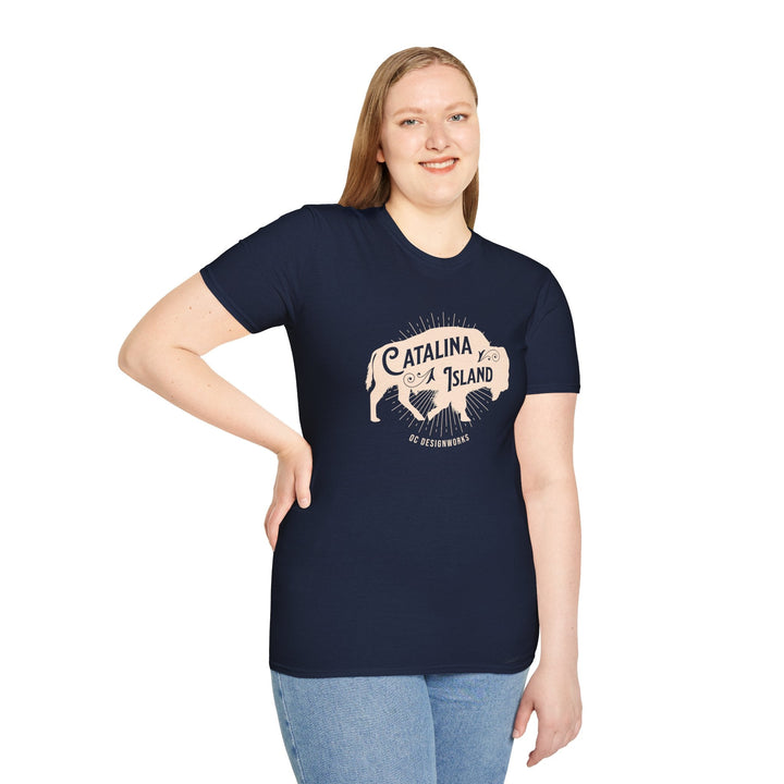 Catalina Island California Bison T-Shirt - T-Shirt - Navy - OC Designworks