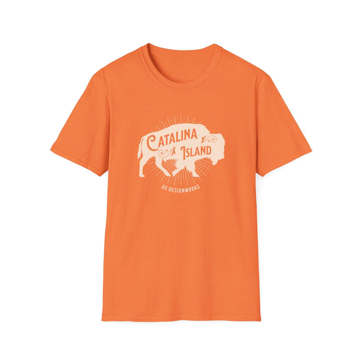 Catalina Island California Bison T-Shirt - T-Shirt - Heather Orange - OC Designworks