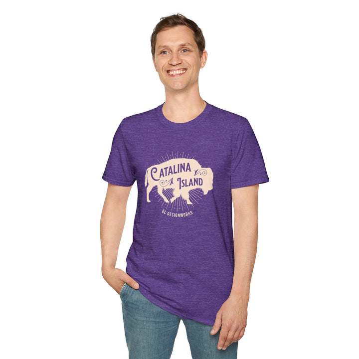 Catalina Island California Bison T-Shirt - T-Shirt - Heather Purple - OC Designworks