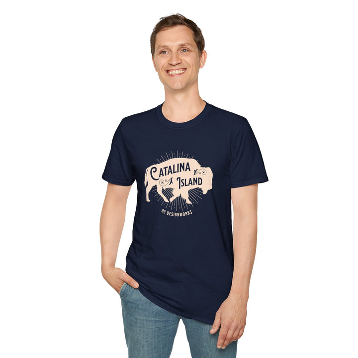 Catalina Island California Bison T-Shirt - T-Shirt - Navy - OC Designworks