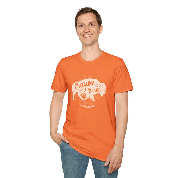 Catalina Island California Bison T-Shirt - T-Shirt - Heather Orange - OC Designworks