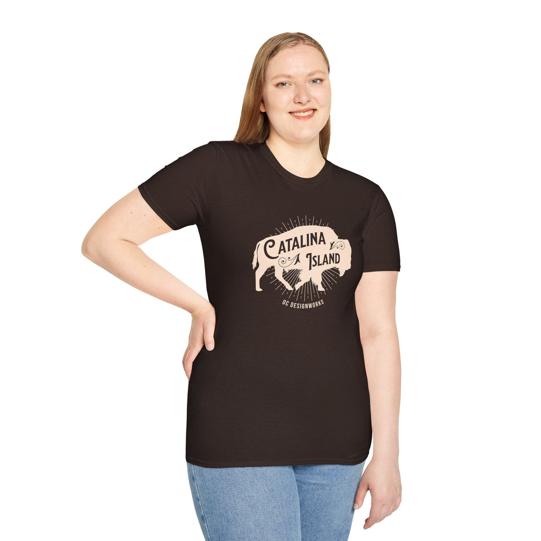 Catalina Island California Bison T-Shirt - T-Shirt - Dark Chocolate - OC Designworks