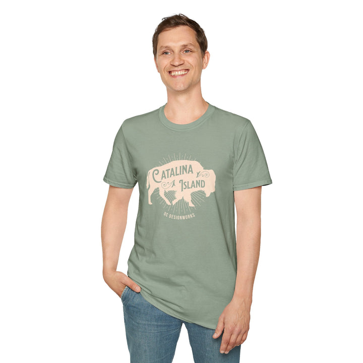 Catalina Island California Bison T-Shirt - T-Shirt - Sage - OC Designworks