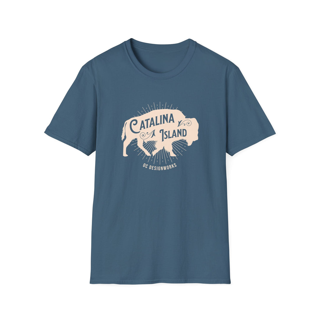 Catalina Island California Bison T-Shirt - T-Shirt - Indigo Blue - OC Designworks