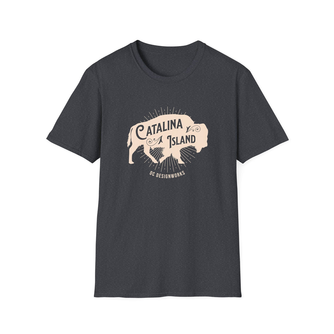 Catalina Island California Bison T-Shirt - T-Shirt - Dark Heather Grey - OC Designworks