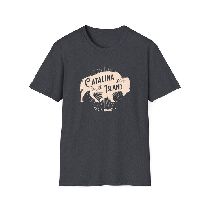 Catalina Island California Bison T-Shirt - T-Shirt - Dark Heather Grey - OC Designworks