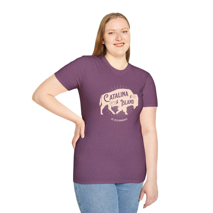 Catalina Island California Bison T-Shirt - T-Shirt - Heather Maroon - OC Designworks