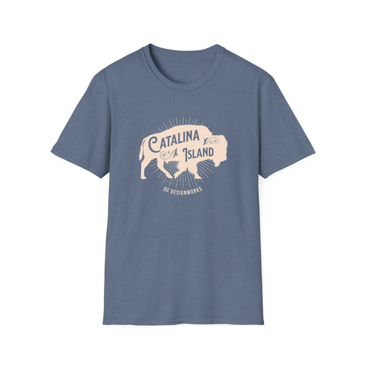Catalina Island California Bison T-Shirt - T-Shirt - Heather Indigo - OC Designworks