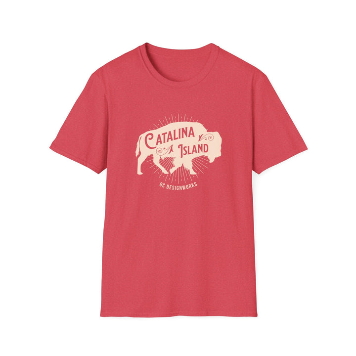 Catalina Island California Bison T-Shirt - T-Shirt - Heather Red - OC Designworks