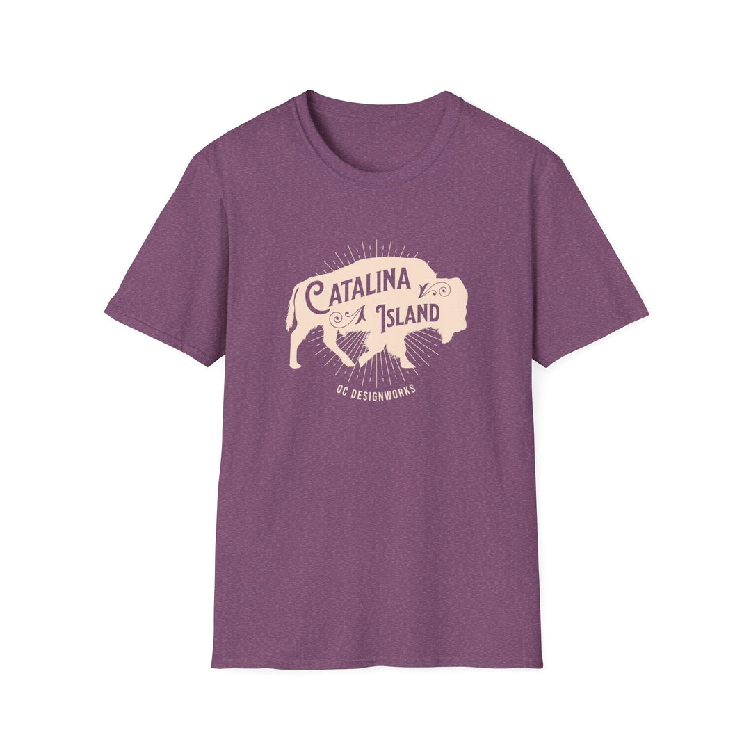 Catalina Island California Bison T-Shirt - T-Shirt - Heather Maroon - OC Designworks