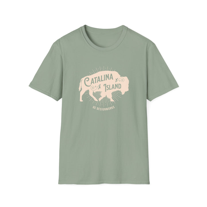 Catalina Island California Bison T-Shirt - T-Shirt - Sage - OC Designworks