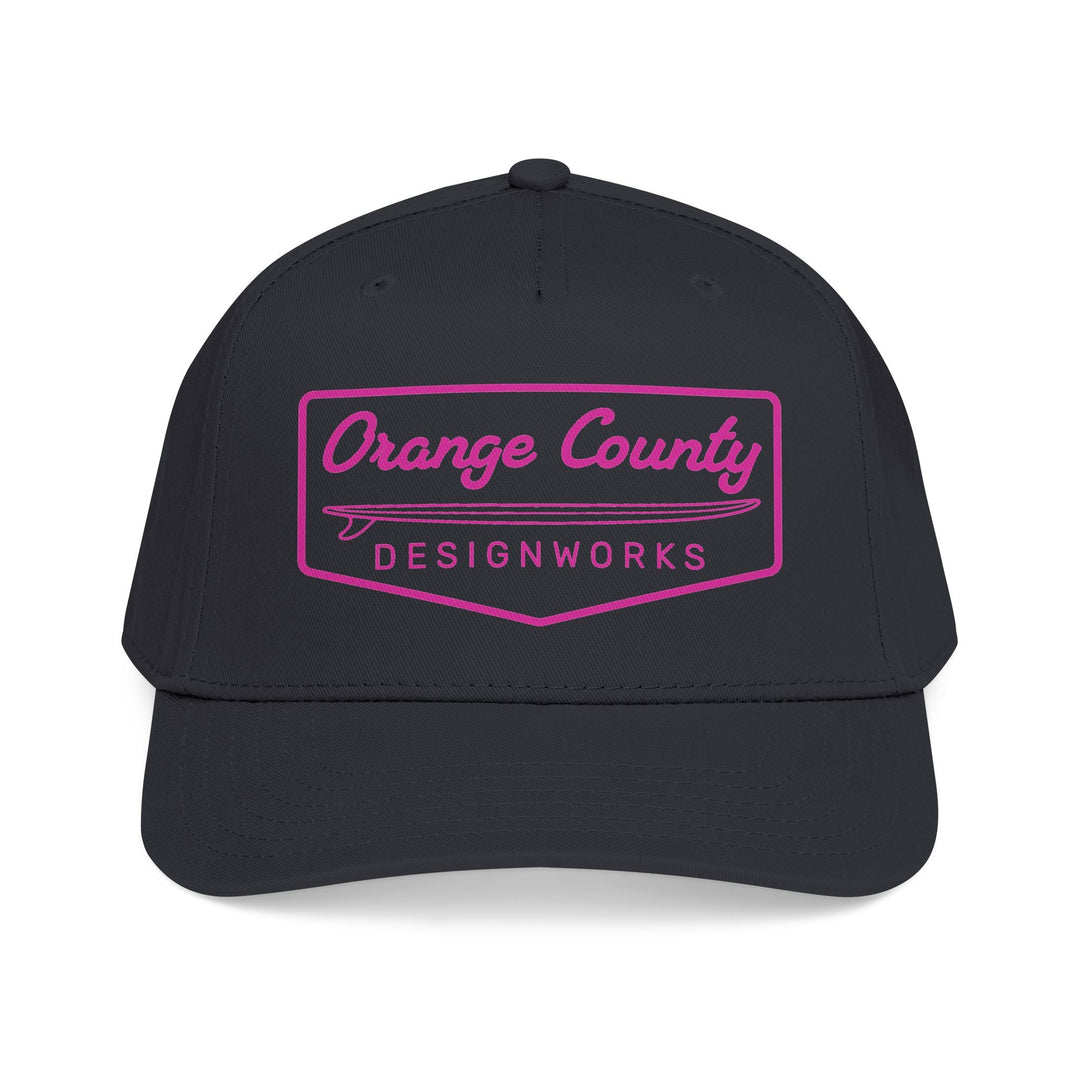 Heritage Baseball Snap - Back Cap — Pink Vintage Surf Logo - Hats - One size - OC Designworks