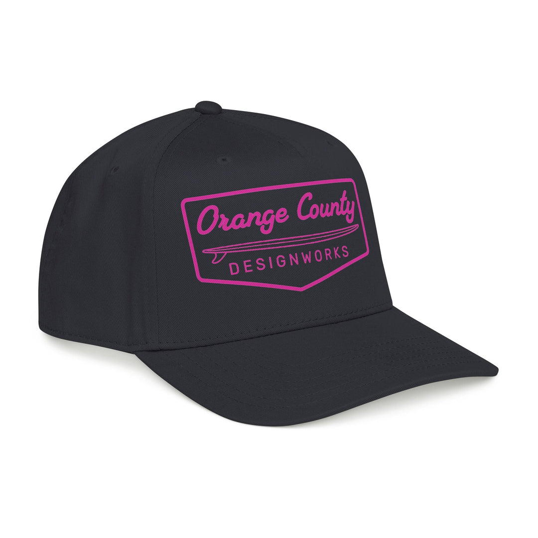 Heritage Baseball Snap - Back Cap — Pink Vintage Surf Logo - Hats - One size - OC Designworks