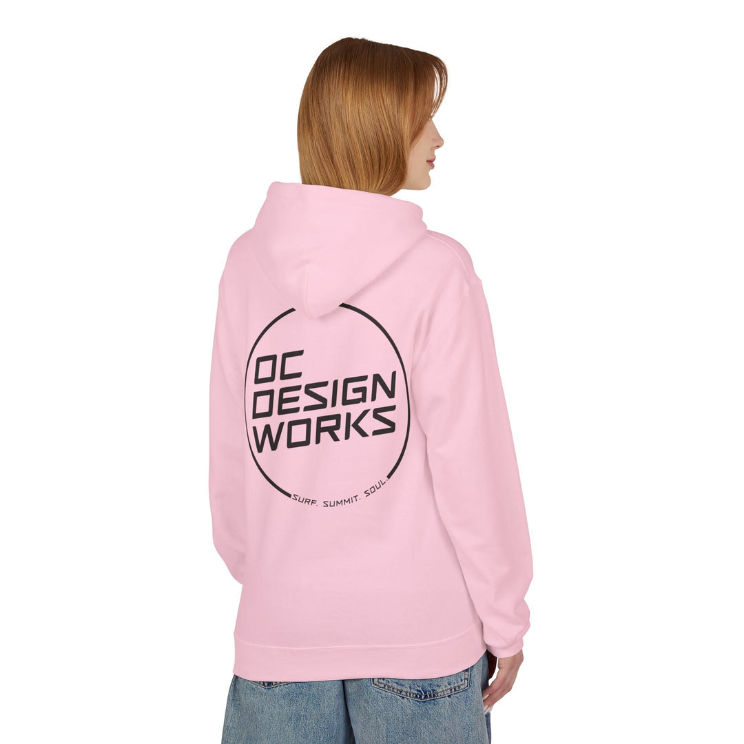 Heritage Hoodie — Black Line Logo - Hoodie - Light Pink - OC Designworks