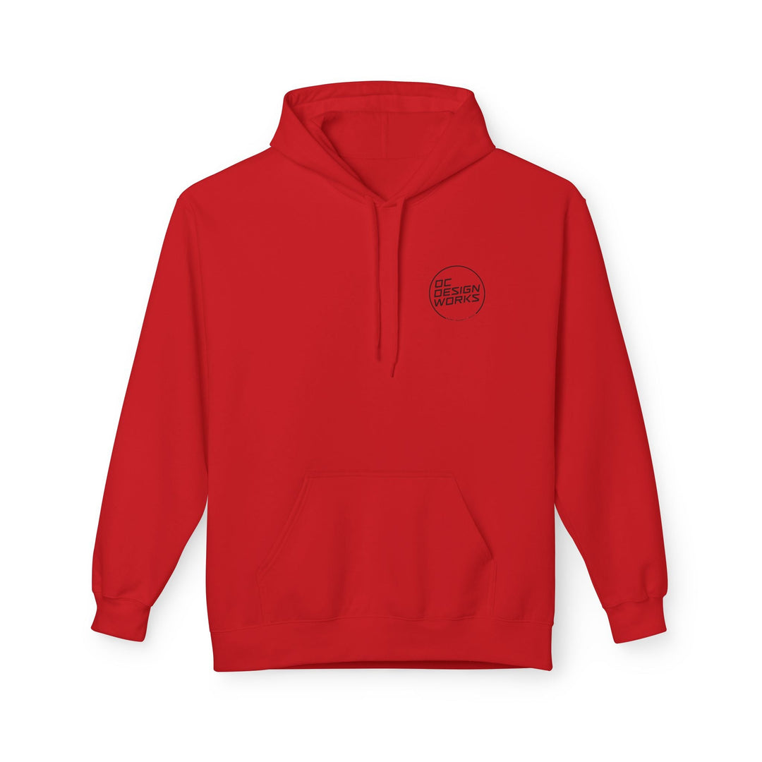 Heritage Hoodie — Black Line Logo - Hoodie - Red - OC Designworks