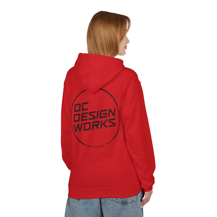 Heritage Hoodie — Black Line Logo - Hoodie - Red - OC Designworks