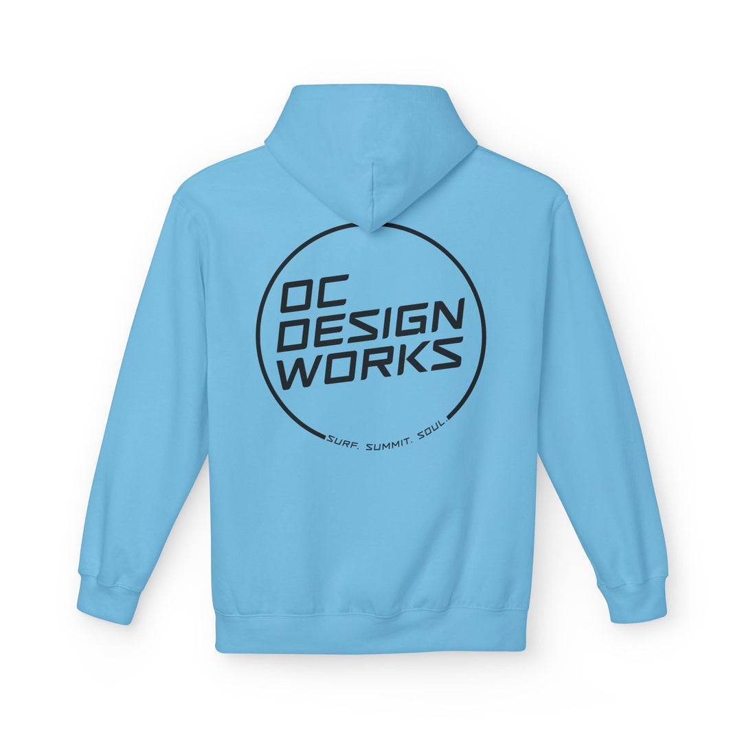 Heritage Hoodie — Black Line Logo - Hoodie - Sky - OC Designworks