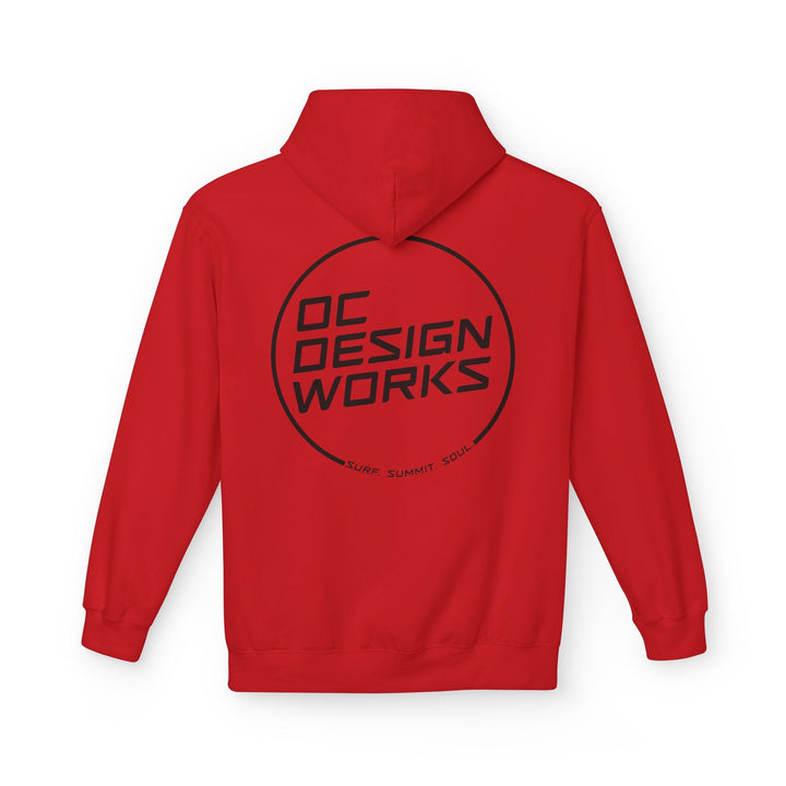 Heritage Hoodie — Black Line Logo - Hoodie - Red - OC Designworks