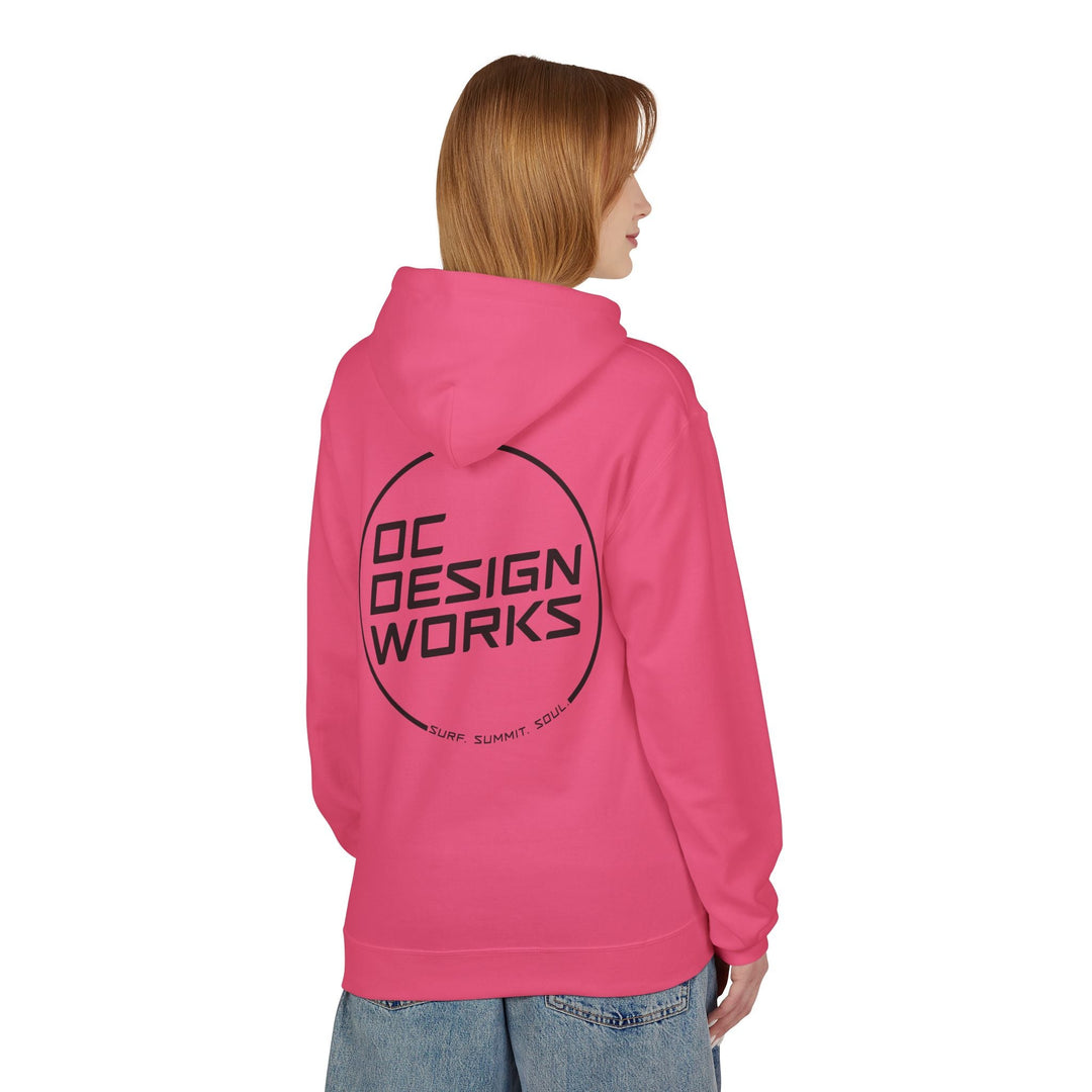 Heritage Hoodie — Black Line Logo - Hoodie - Pink Lemonade - OC Designworks