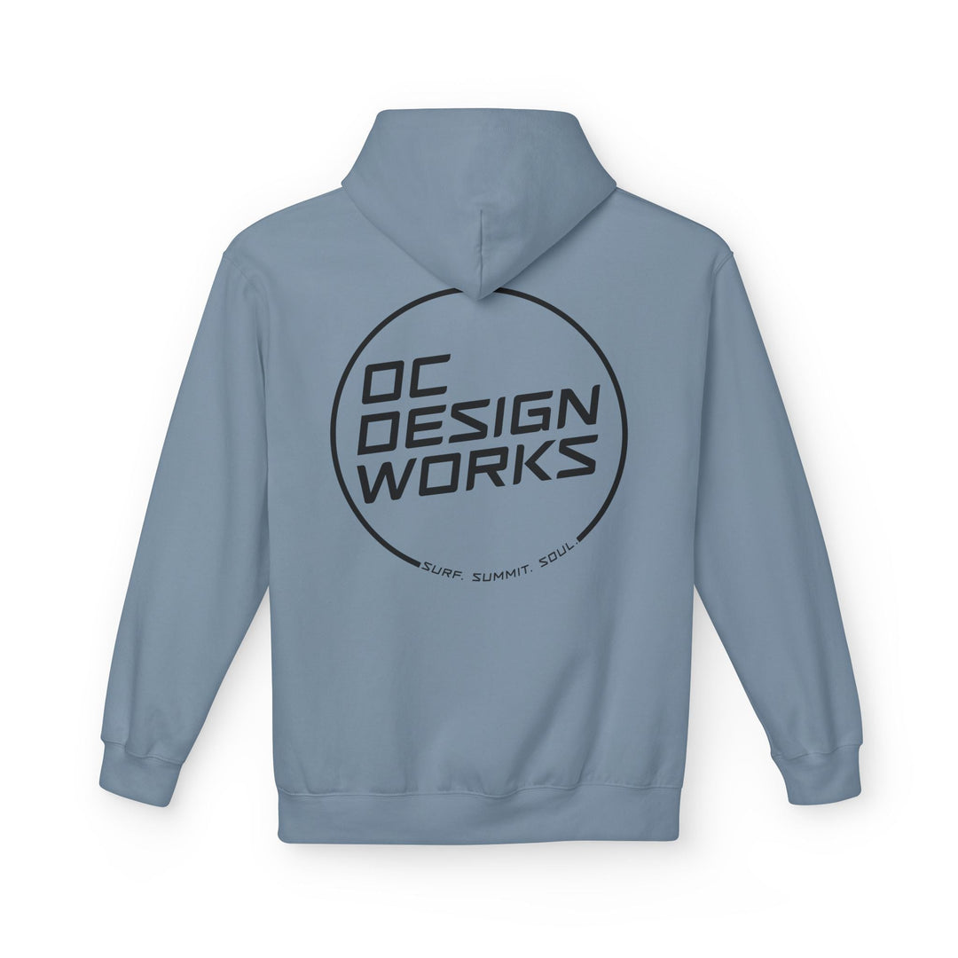 Heritage Hoodie — Black Line Logo - Hoodie - Stone Blue - OC Designworks