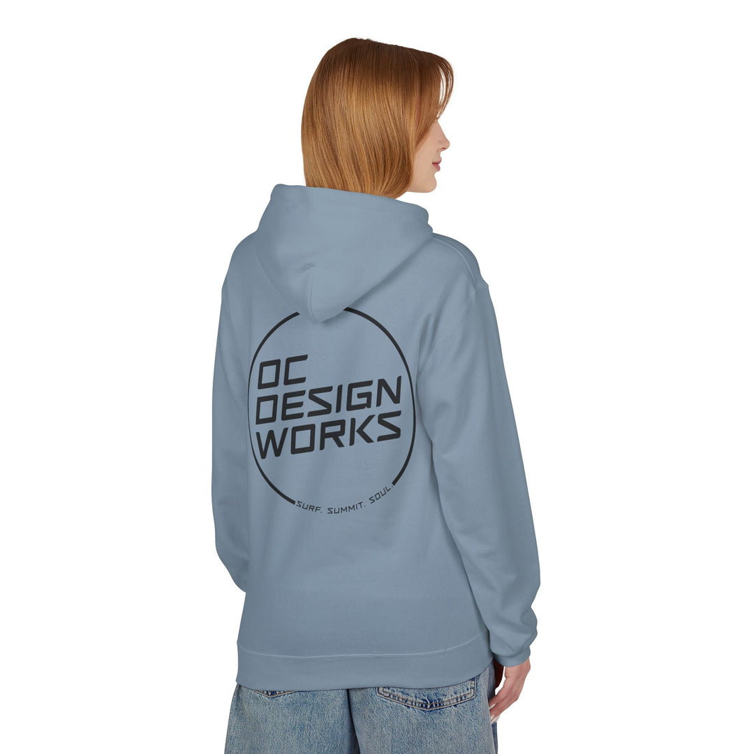 Heritage Hoodie — Black Line Logo - Hoodie - Stone Blue - OC Designworks