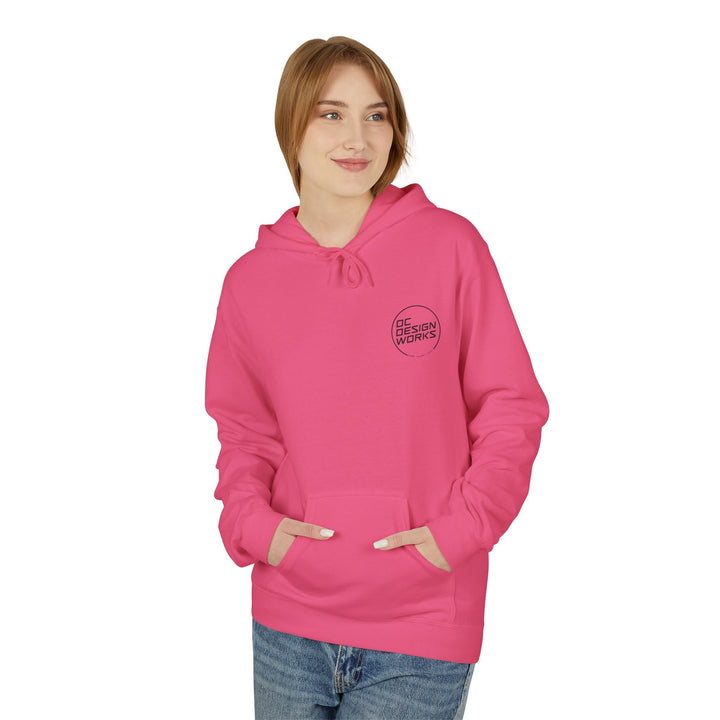 Heritage Hoodie — Black Line Logo - Hoodie - Pink Lemonade - OC Designworks