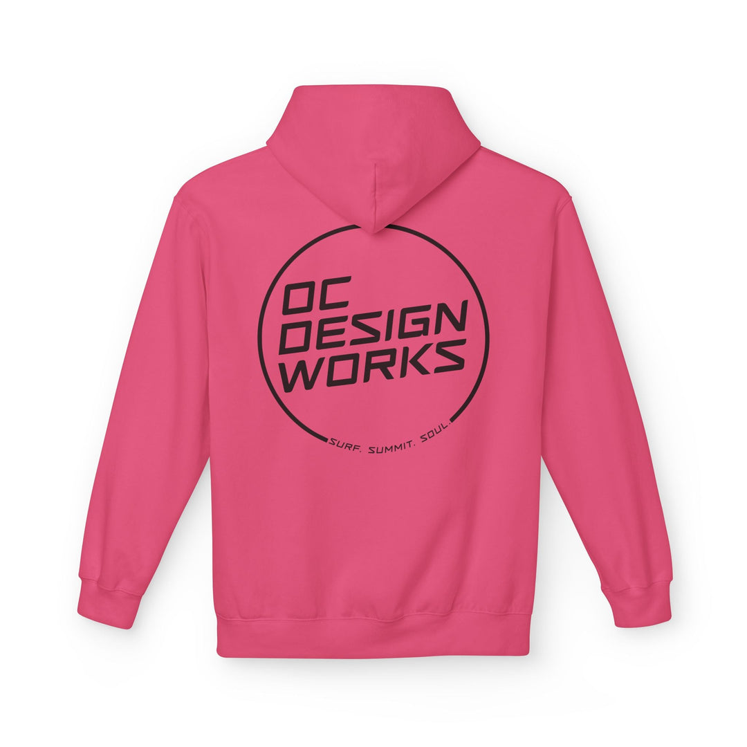 Heritage Hoodie — Black Line Logo - Hoodie - Pink Lemonade - OC Designworks